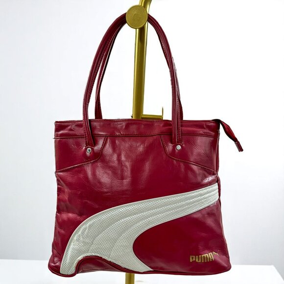 Vintage Puma Red Shoulder Tote Bag – Women’s Medium Athletic Y2K Purse - Picture 3 of 12